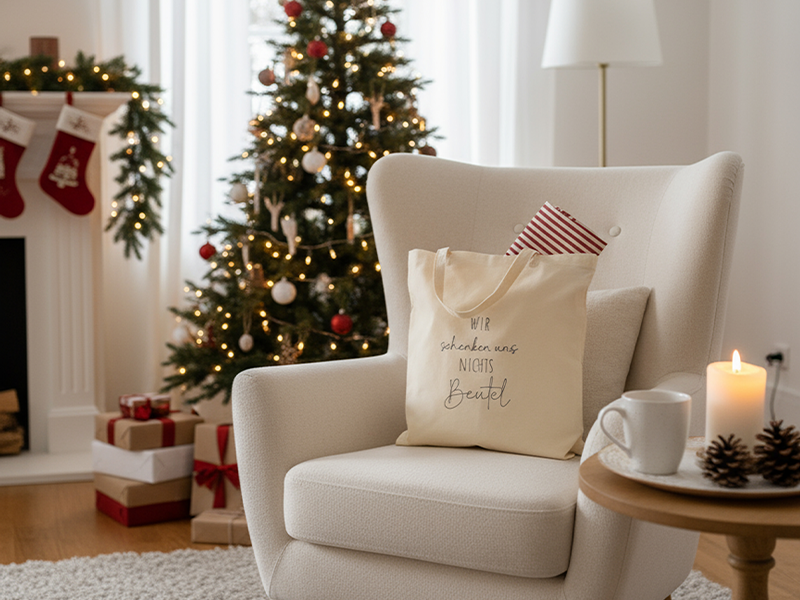 Wir schenken uns nichts Beutel Spruch - redwork Stickdatei